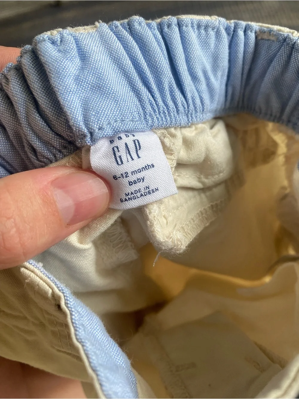 Baby Gap Cream Chino Pants with Light Blue Cuff, 6-12 M